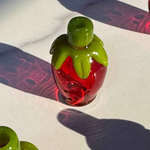 Handmade Strawberry Glass J Holder