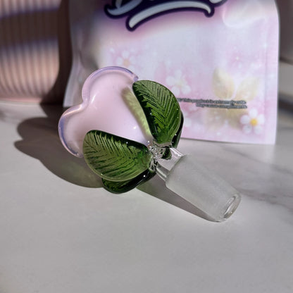 Pink flower glass bong bowl by BudBabes