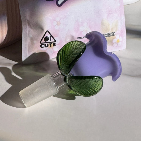 Purple flower glass bong bowl by BudBabes