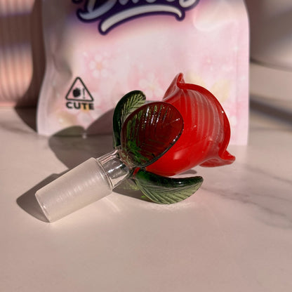 Red flower glass bong bowl by BudBabes