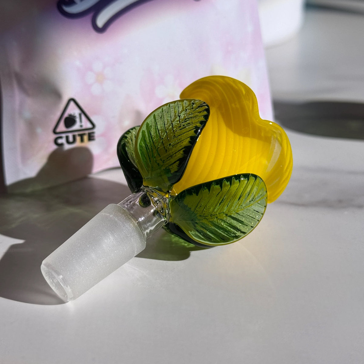 Yellow flower glass bong bowl by BudBabes